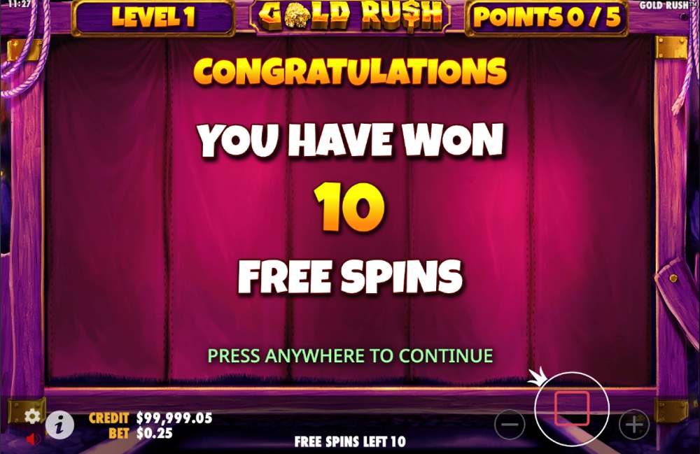 gold rush free spins